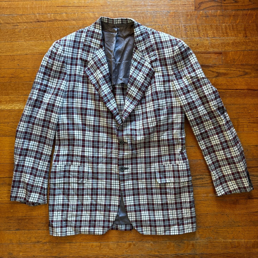 50's - 60's Oxford Clothes Goldwaters Mens World Plaid Blazer Mens Size‎ 40